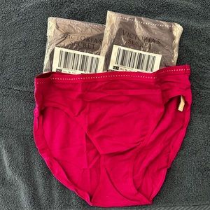 Victoria’s Secret High Leg Brief size L; NEW lot of 3.  2 navy blue, 1 berry